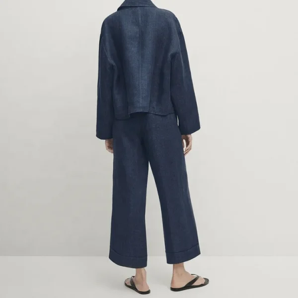 Top Fashion Casual Loose Solid Color Lightweight High Waist Straight Plus Size Leg Trousers Cotton Linen Pants for Women - Image 4