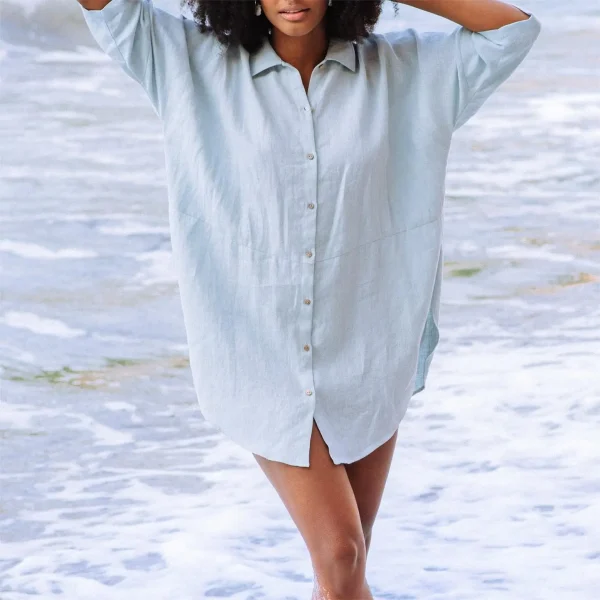 New High Quality Fashion Summer Linen Tunic Shirts Women Summer Elegant Long Sleeve Casual Linen and Cotton Blouses - Image 2