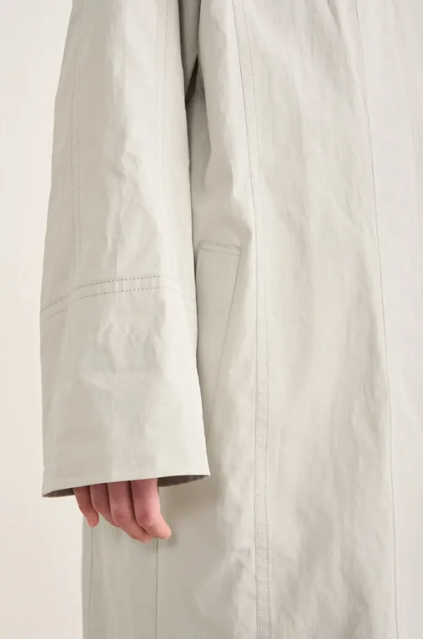 New Fashion Design 100% Linen Hooded Trench Coat Front Button Closure Women Linen Suit Coat - Image 4