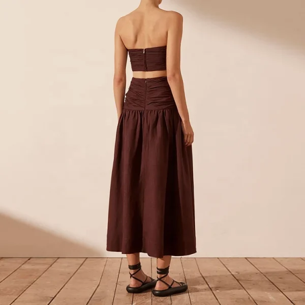 Women Linen Dress Elastic Waist Leisure Wear Summer Elegant 100% Cotton Linen Blend a Line Dresses - Image 5