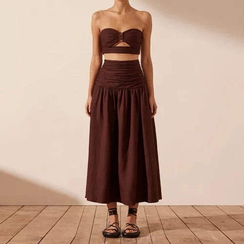 Women Linen Dress Elastic Waist Leisure Wear Summer Elegant 100% Cotton Linen Blend a Line Dresses