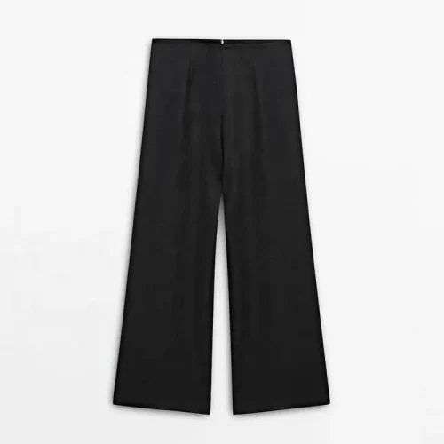 High Quality Straight High Waist Wide Leg Pants Women Elegant Casual Black Thin 100% Cotton Linen Trousers