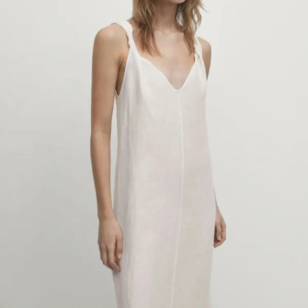 Clothing Women's Flax Dresses 100% Cotton Linen Sleeveless Maxi Dress Soft Casual Summer Dress - Image 3