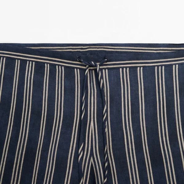 Eco Friendly Linen Wide Leg Drawstring High Waist Women Pants Casual Wear 100% Cotton Linen Trouser High Quality - Image 4