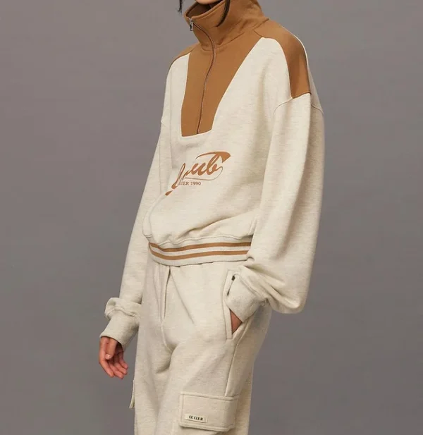 New Arrival Design Vintage Fleece Sweatshirt Winter Warm Stand Collar Long Sleeve Women Sweatshirt - Image 2