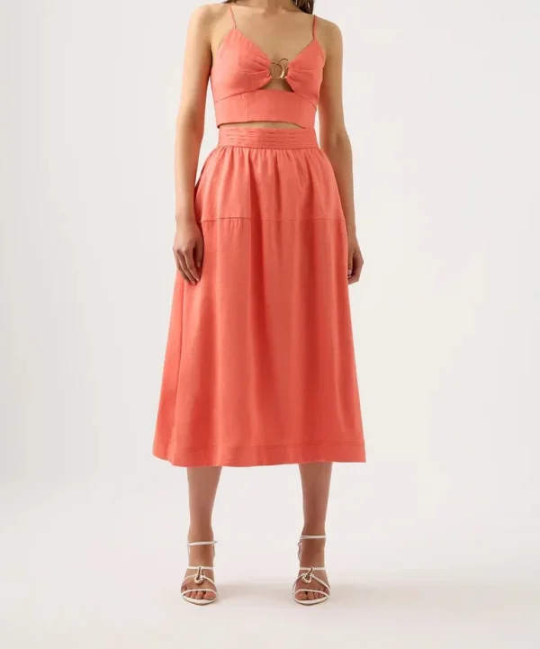 Best Quality High Waist Flare Midi Skirt Casual Relaxed Women Midi Skirt - Image 2