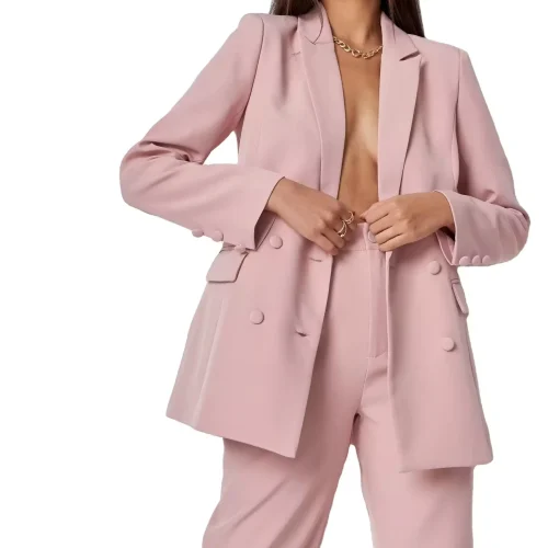 Autumn New Women Casual Suits Set Fall Clothing Ladies Office Pink Blazer