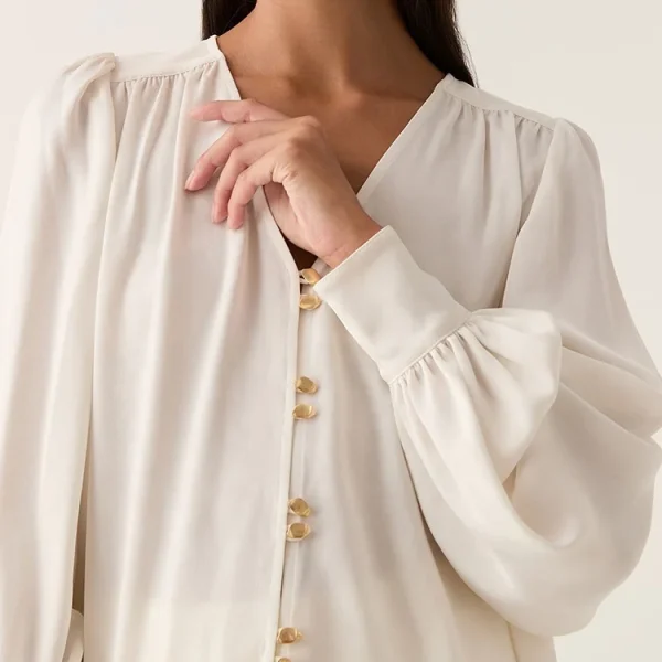 Long Sleeve Cotton White Linen Blouse High Quality Lady Elegant Shirt for Women - Image 5