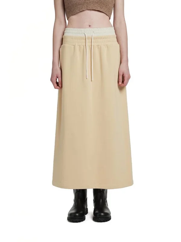 New Design Double Waist Lounge Skirt Women Casual Streetwear Midi Skirt - Image 2