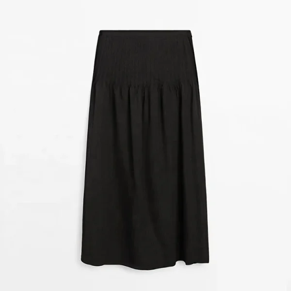 High Quality New Fashion Linen Cotton Solid Skirts for Women's Loose Plus Size Long Ladies Skirt - Image 5