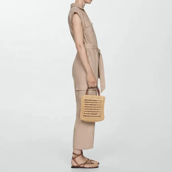 Hot Selling Summer Clothes for Women Linen Jumpsuits V-neck Sleeveless Wide Leg Fashion Loose Plus Size Jumpsuits With Belt - Image 2