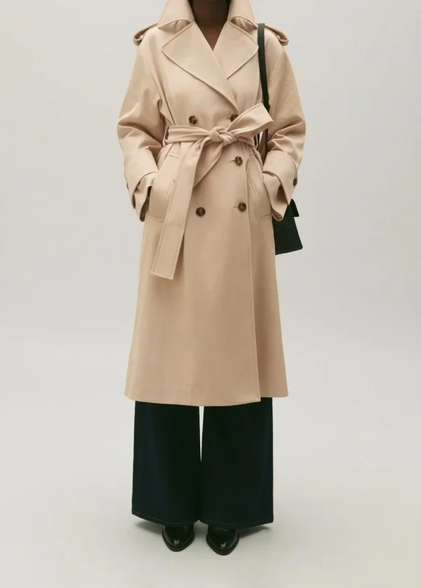 Women Fashion Double Breasted Cotton Trench Coat Stand Collar Women Vintage Casual Basic Coat - Image 2