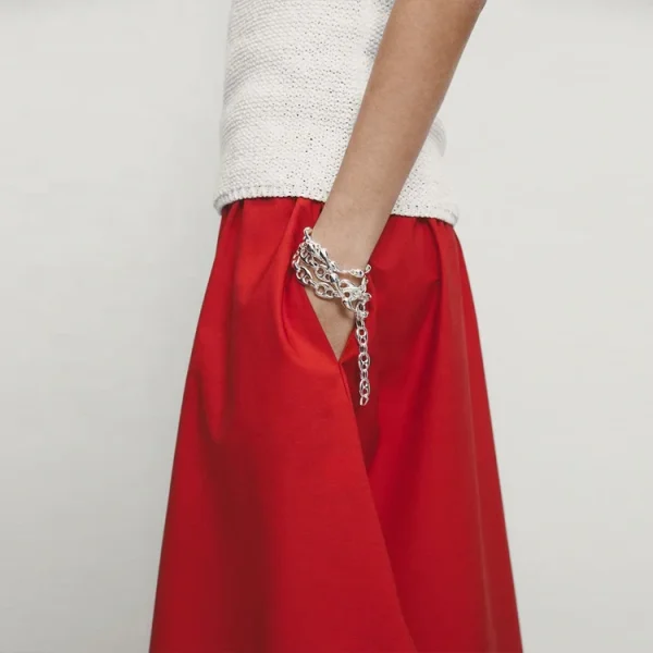 Simple Lounge Skirt Women's Summer Elastic High Waist Pure Linen Cotton Slimming Skirts for Ladies - Image 4