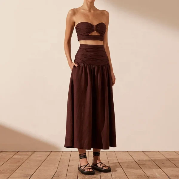Women Linen Dress Elastic Waist Leisure Wear Summer Elegant 100% Cotton Linen Blend a Line Dresses - Image 3