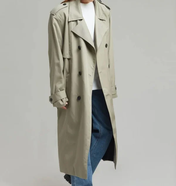 Women Coats Fashion Woven Cotton Twill Trench Coat Windproof Winter Long Coat Women