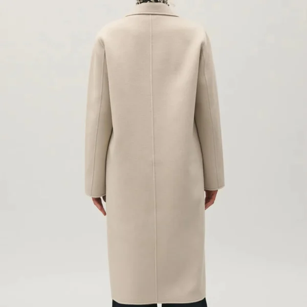 Luxury Elegant Women Long Coat Double Breasted Casual Trench Coat Simple Beige Coat for Women - Image 2
