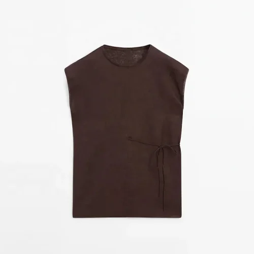 New Hot Selling High Quality Women’s Cotton Linen Shirt Casual Drop Sleeve Flax Clothing Drawstring Blouse Top