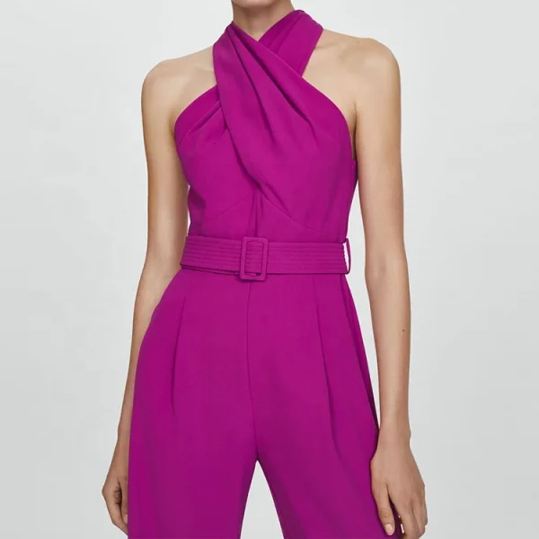 Top Fashion Women Jumpsuit Summer Sleeveless Slim Straight Wide Leg Long Pants Playsuits Office Lady Halter Bodysuits for - Image 3