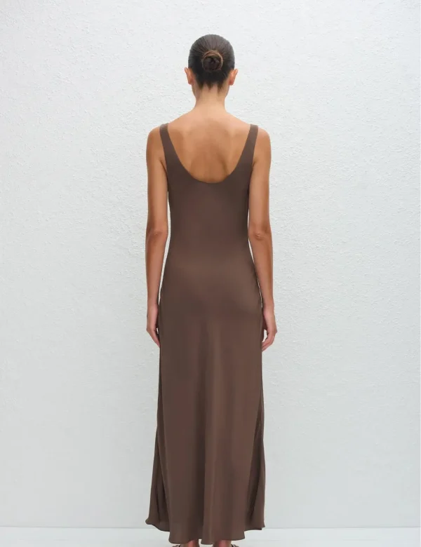 Chic Brown Silk Tank Dress Ideal for Casual Daily Wear and Office Chic Silk Dress - Image 5