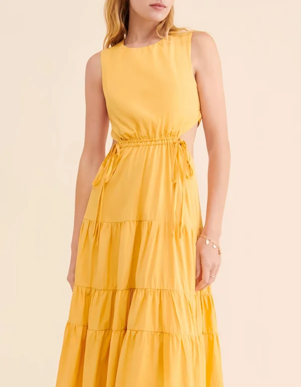 Casual Dresses Sexy Sleeveless Back Hollow Out Bow Cotton Linen Summer Dress Ruched Maxi Dress - Image 4