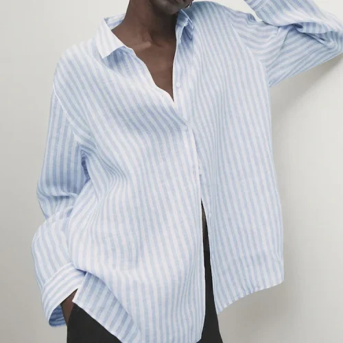 Top Fashion Women’s Cotton and Linen Shirt Elegant Spring and Summer New Loose Casual Long Sleeved Shirts Sun protection Shirt