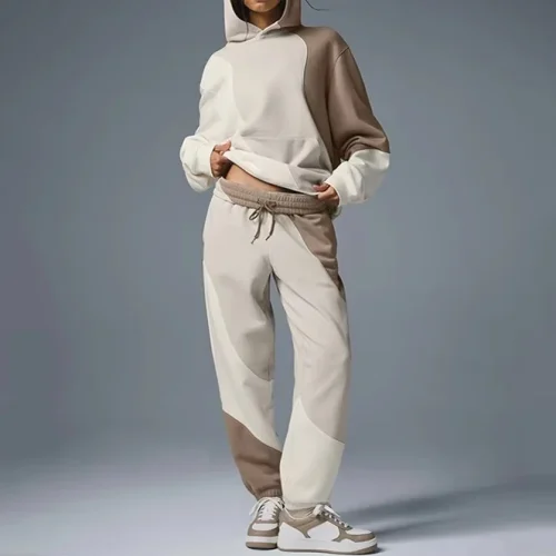 Brushed Relaxed-fit Acid Wash Long Sports Training Pullover Hoodie Tracksuit