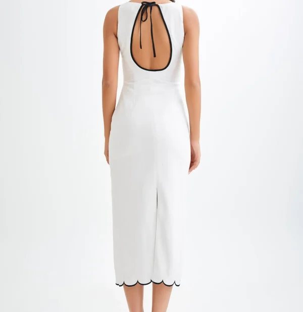 Elegant Sleeveless Linen Viscose Midi Dress for Office Party Timeless Style Linen Dress - Image 6