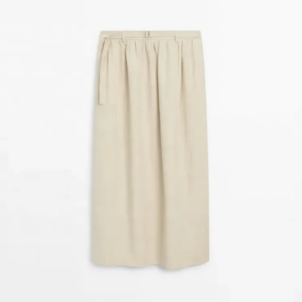 New Design Flax Clothing for Women Solid Color Pocket Long Cotton Linen Skirts A-line Plus Size Slimming Skirts With Belt - Image 5