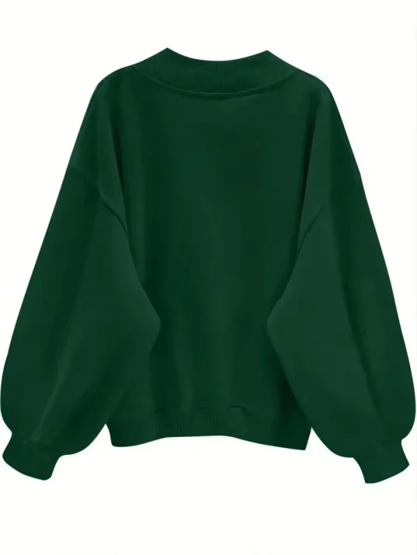 Fall Clothes V Neck Solid Color Pullover Sweater Women Sweatshirt Hoodies - Image 3