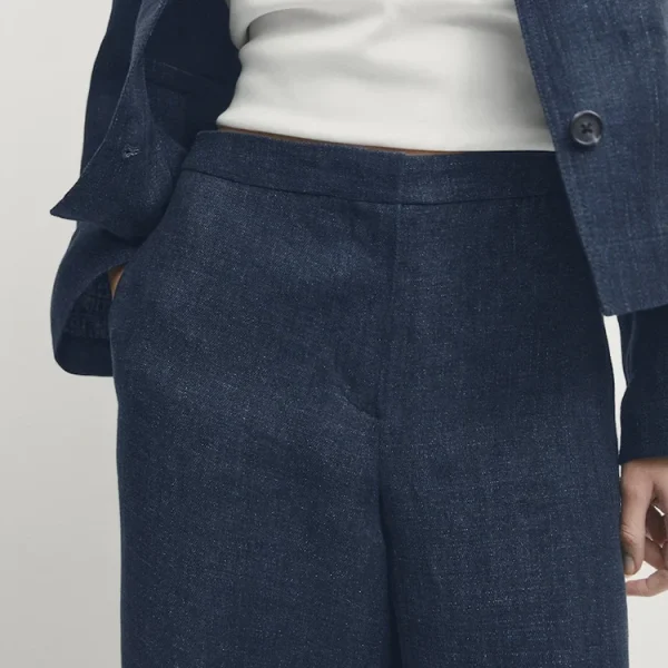 Top Fashion Casual Loose Solid Color Lightweight High Waist Straight Plus Size Leg Trousers Cotton Linen Pants for Women - Image 2