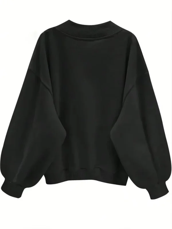 Fall Clothes V Neck Solid Color Pullover Sweater Women Sweatshirt Hoodies - Image 4