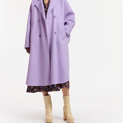 Women Clothing Oversized Wool Double Breasted Coat Elegant Solid Color Trench Coat