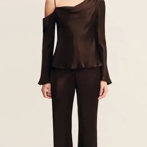 Premium Fabric Sophisticated Soft Halter Neck Silk Shirt Poplin Shirt Womens