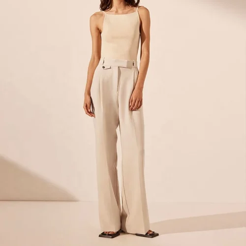 High Quality New Summer Cotton Linen Women Clothing Casual Office Ladies Trousers Wide-leg Straight Pants