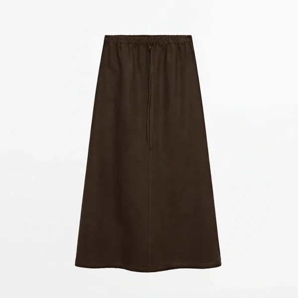 High Quality Elegant Comfortable Cotton Linen Fabric Women's Long Skirt Luxury Drawstring Maxi Skirts - Image 4