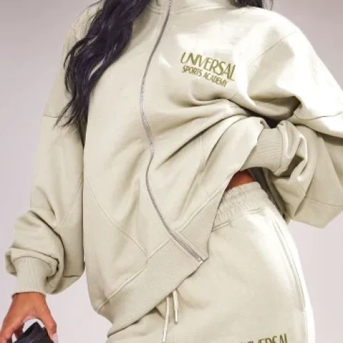 Premium Zip Track Tops Oversized Heavyweight Zip up Women Sweatshirt