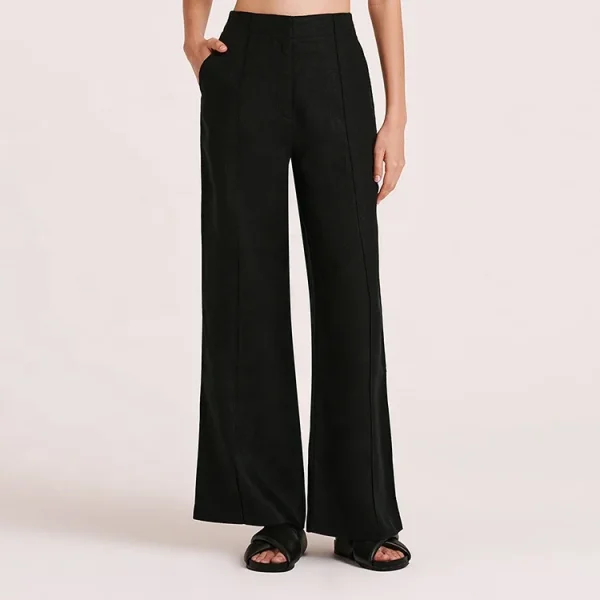 Casual Loose Straight Pant Ladies High Waist Plus Size Wide-leg Trousers Cotton Linen Pants for Women - Image 2