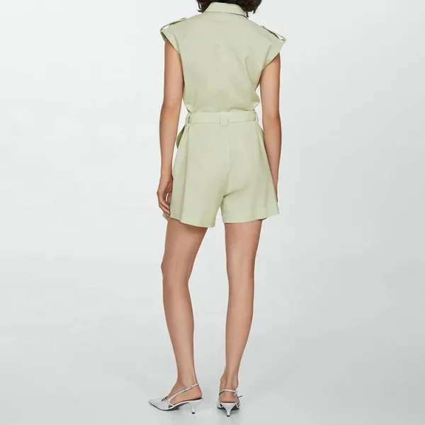 New High Quality Lady Button Rompers Solid Color Casual Summer Women's Short Jumpsuits - Image 3
