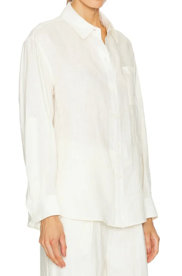 Women's Long Sleeve Top in Linen With Button Elegant Casual Loose 100% Linen Shirt Dress for Women - Image 3