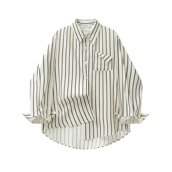 Premium Color Striped Casual Shirt With Pocket Buttons Unisex Shirt Simple Long Sleeve Cotton Shirt - Image 4