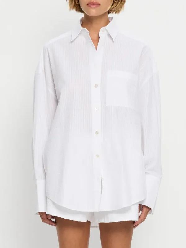Versatile Women White Long Sleeve Shirt Oversized Fit Street Casual Hot Sale Now - Image 4