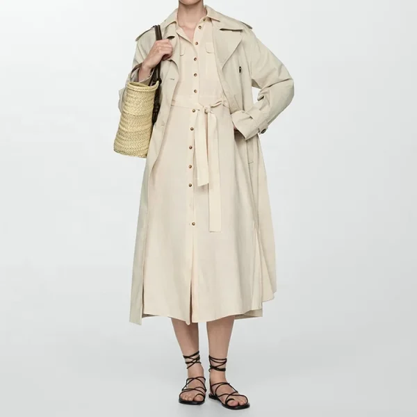 Clothing Women's Shirt Collar Sleeveless Single Breasted Temperament Long Dress 100% Cotton Linen Maxi Dresses - Image 4