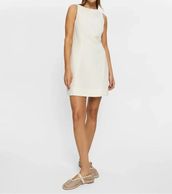 Elegant Sleeveless Lady Solid White O Neck Long Slim Back Invisible Zipper Midi Linen Dress High Quality Summer Linen Dress - Image 3