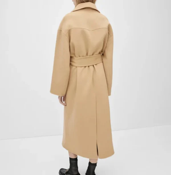 Woolen Coat With Belt Lepel Collar Winter Coat Women High Quality Women Jacket Coat - Image 3