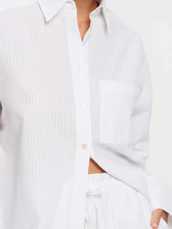 Versatile Women White Long Sleeve Shirt Oversized Fit Street Casual Hot Sale Now