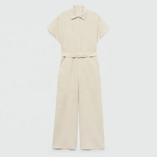 Best Selling Women One Piece Rompers Casual Elegant Solid Color Jumpsuit Cotton Linen Clothing Ladies Wide Leg Jumpsuits - Image 4