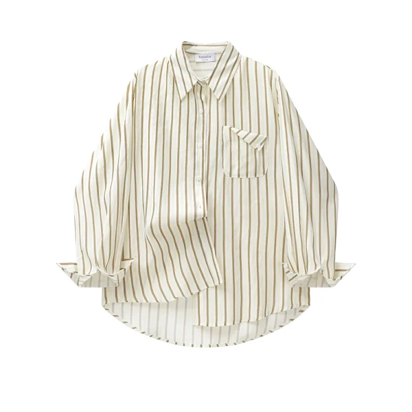 Premium Color Striped Casual Shirt With Pocket Buttons Unisex Shirt Simple Long Sleeve Cotton Shirt - Image 2