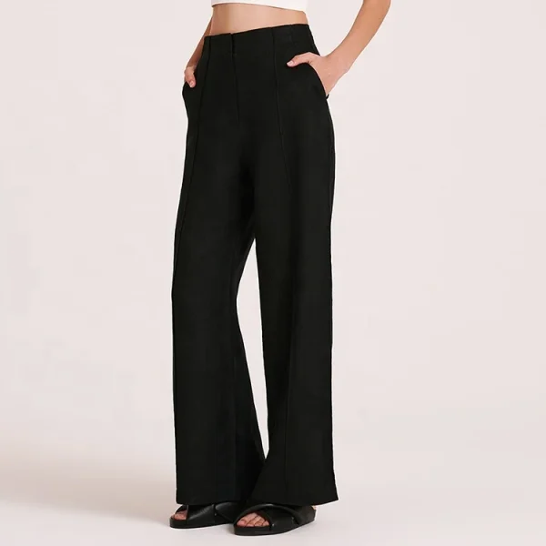 Casual Loose Straight Pant Ladies High Waist Plus Size Wide-leg Trousers Cotton Linen Pants for Women - Image 3