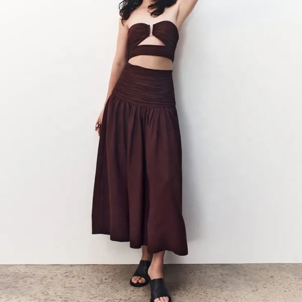 Women Linen Dress Elastic Waist Leisure Wear Summer Elegant 100% Cotton Linen Blend a Line Dresses - Image 6