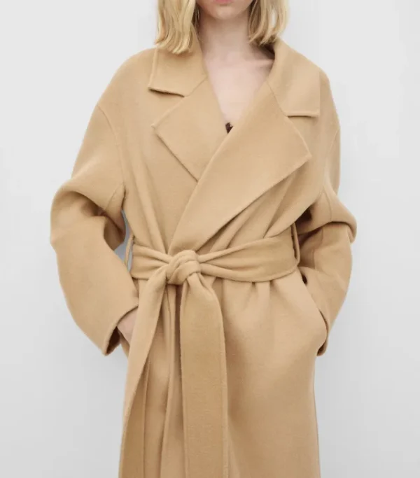 Woolen Coat With Belt Lepel Collar Winter Coat Women High Quality Women Jacket Coat - Image 2